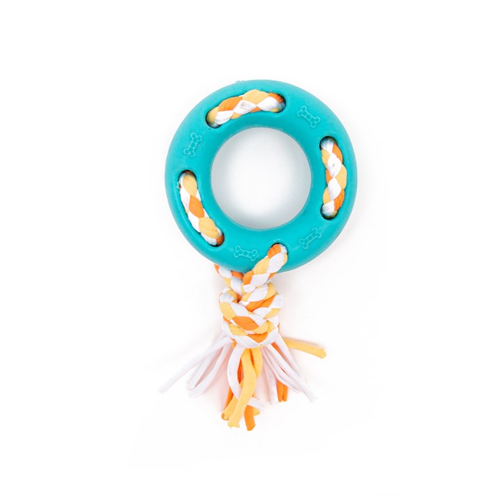 Great & Small Little&Lively TPR Ring & Jersey Rope Dog Toy