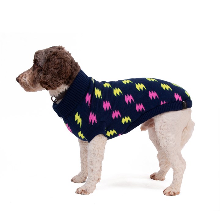 Great & Small Penrose Knit Sweater Lightning Bolt Dog Coat