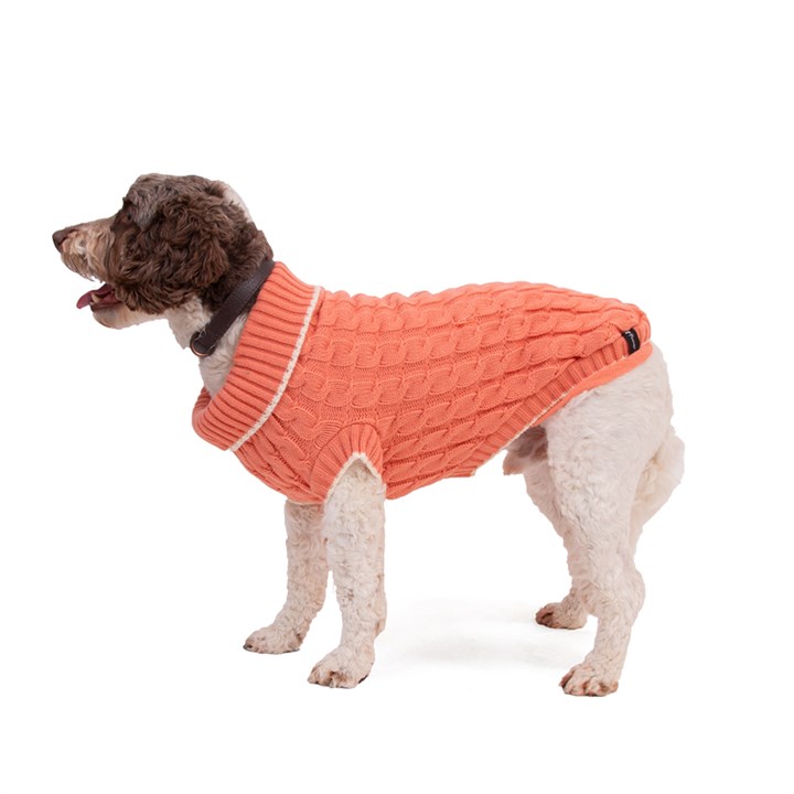 Great & Small Penrose Knit Sweater Peach Dog Jumper