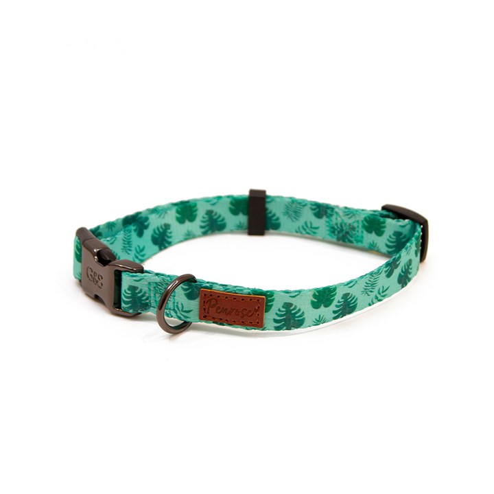 Great & Small Penrose Palm Leaf Green Dog Collar